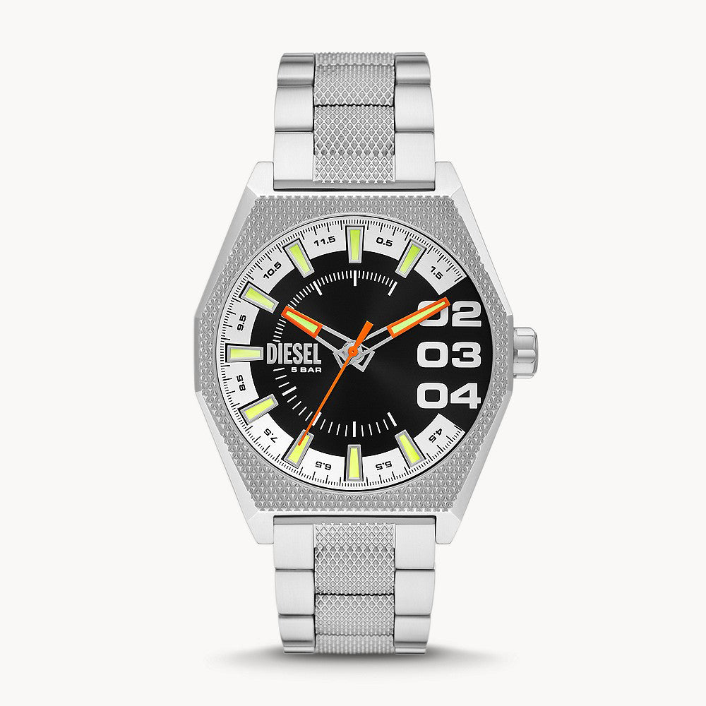 DIESEL SCRAPER THREE-HAND STAINLESS STEEL WATCH