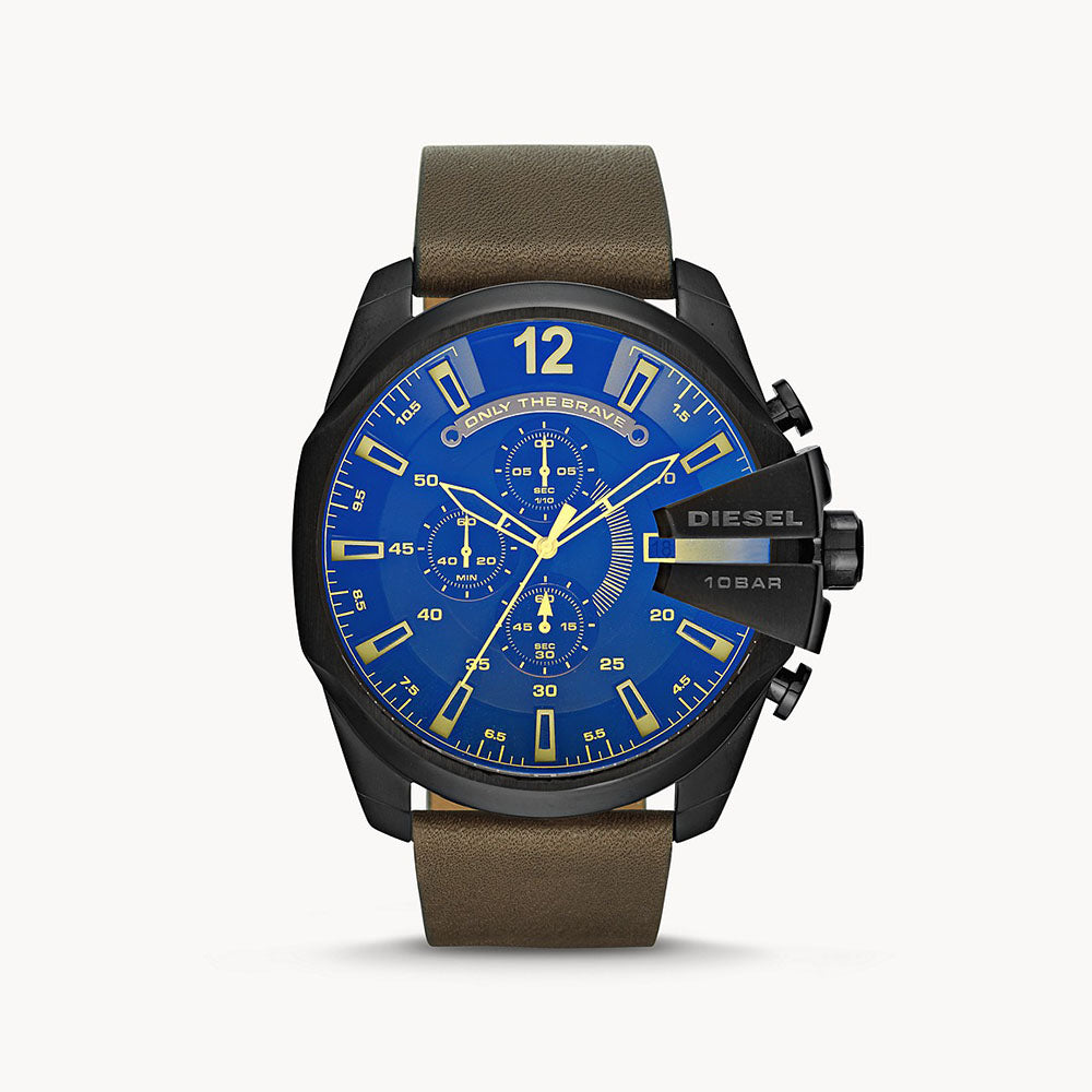 Diesel Men's Mega Chief Chronograph Brown Leather Watch