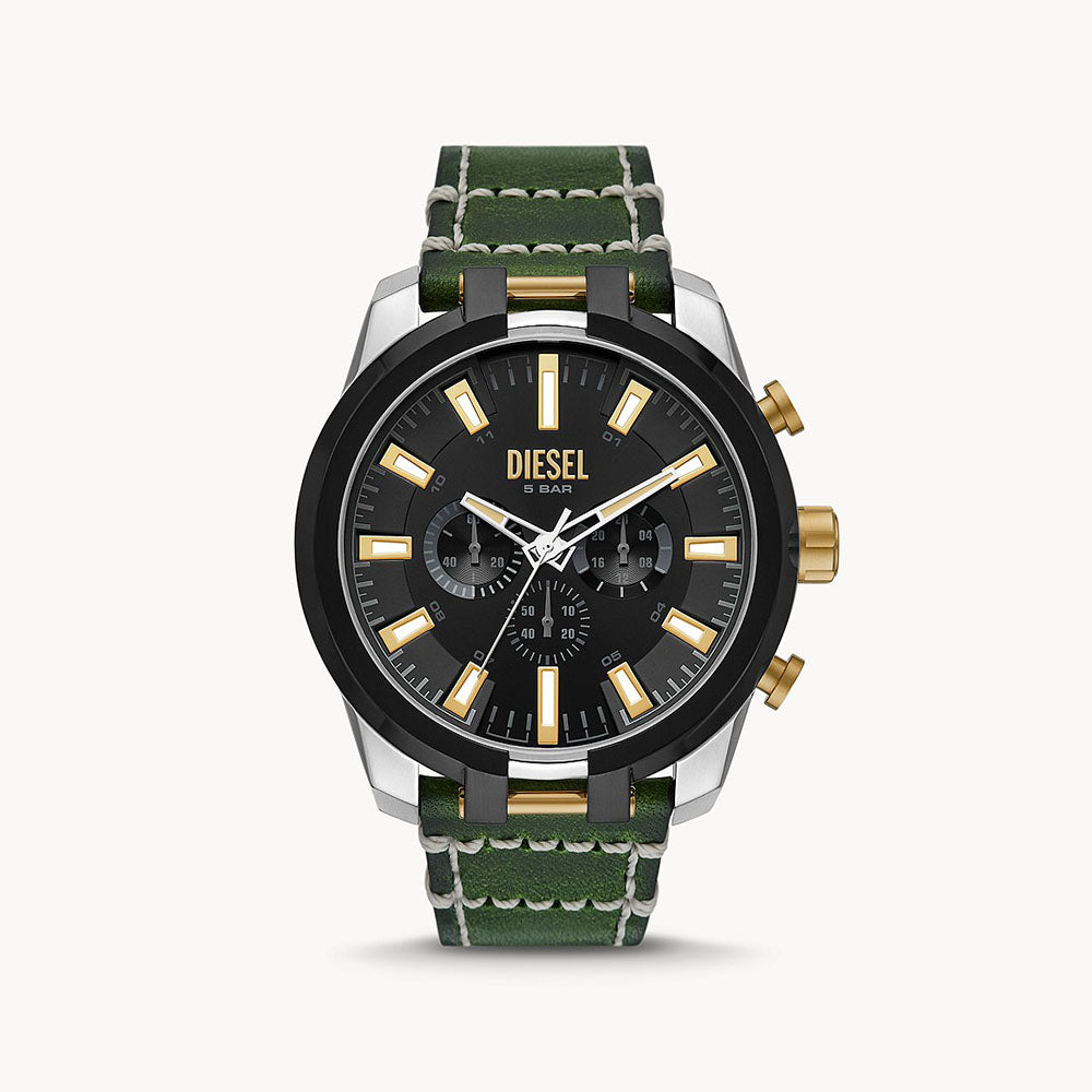 Diesel Split Chronograph Green Leather Watch