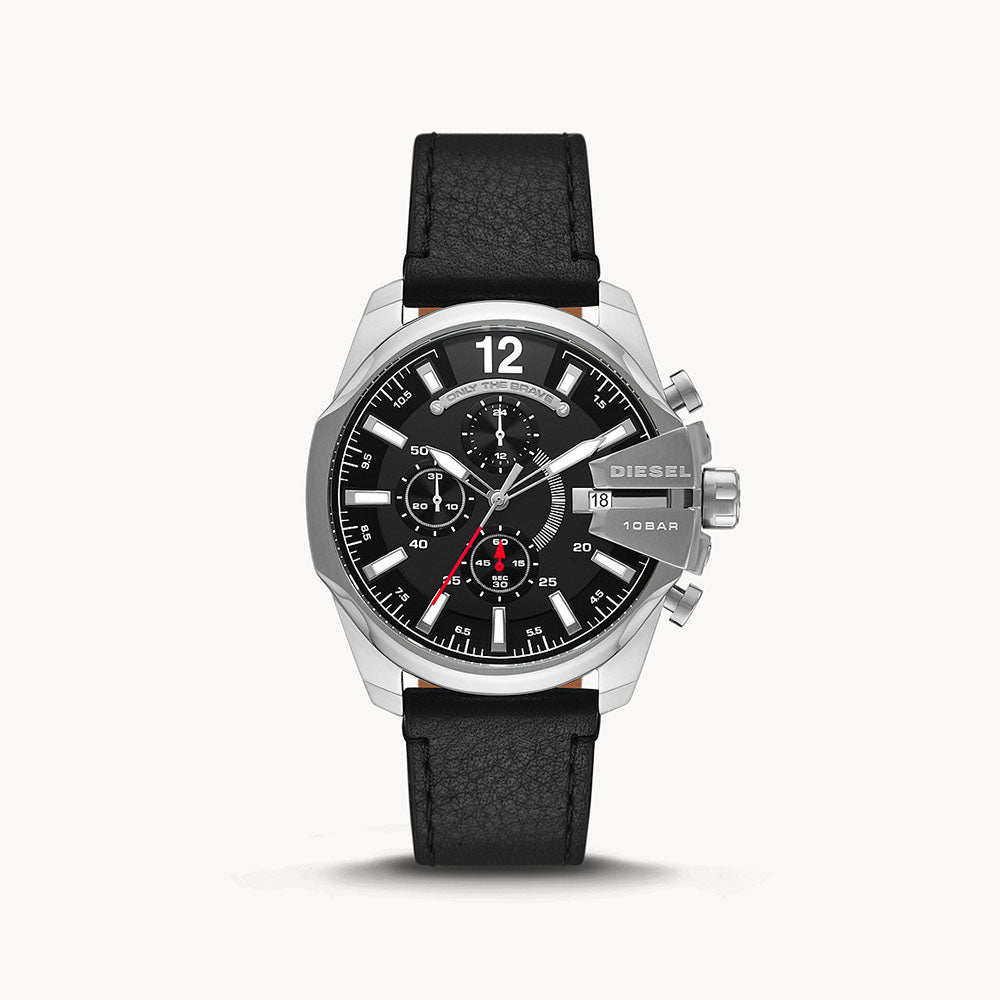Diesel Baby Chief Chronograph Black Leather Watch – The Watch House