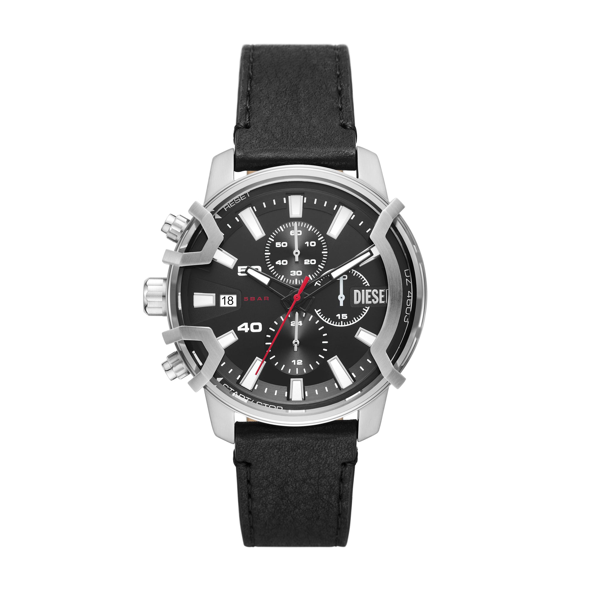 DIESEL CLASSIC DIESEL GRIFFED CHRONOGRAPH BLACK LEATHER WATCHGRIFFED M –  The Watch House