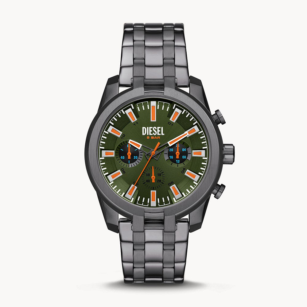 DIESEL SPLIT GUNMETAL MENS STAINLESS STEEL WATCH