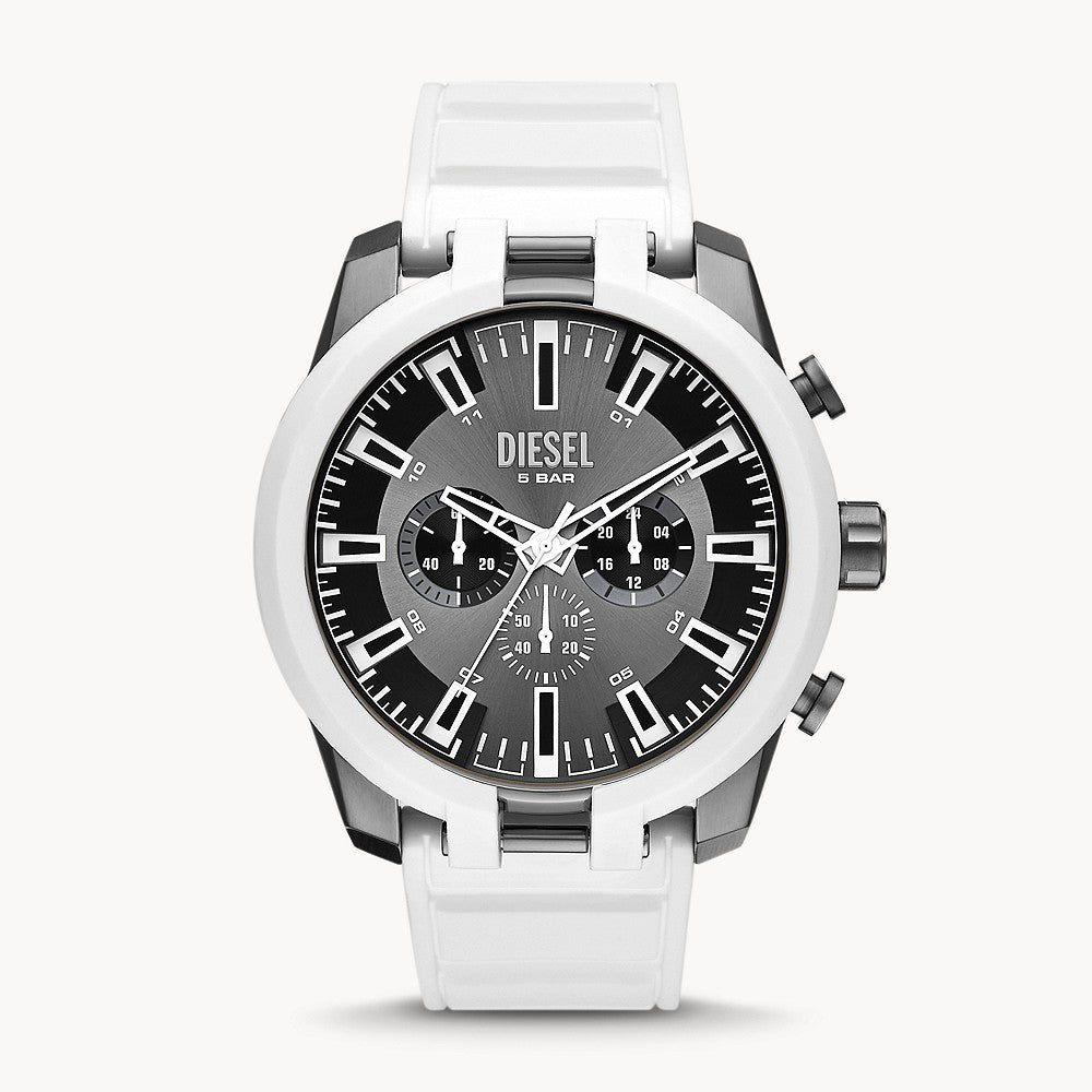 DIESEL SPLIT CHRONOGRAPH WHITE SILICONE WATCH