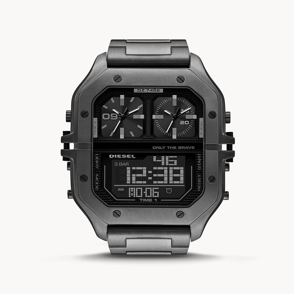 Diesel Clasher Ana-Digi Gunmetal-Tone Stainless Steel Watch