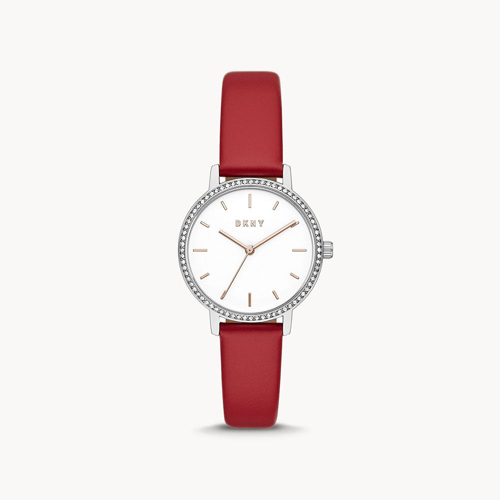 Dkny The Modernist Three-Hand Red Leather Watch