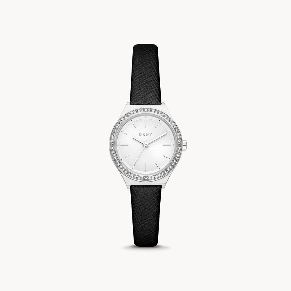 Dkny Parsons Three-Hand Black Leather Watch