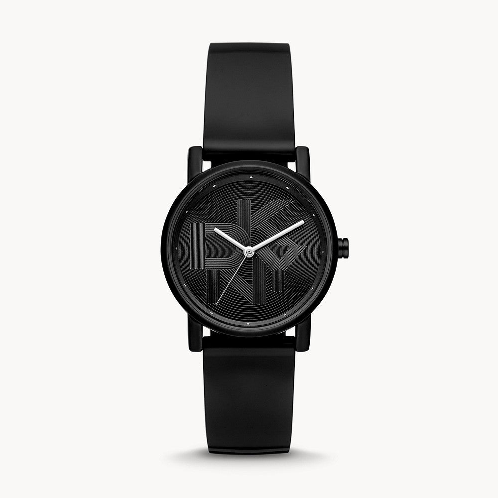 DKNY SOHO THREE-HAND BLACK POLYURETHANE WATCH