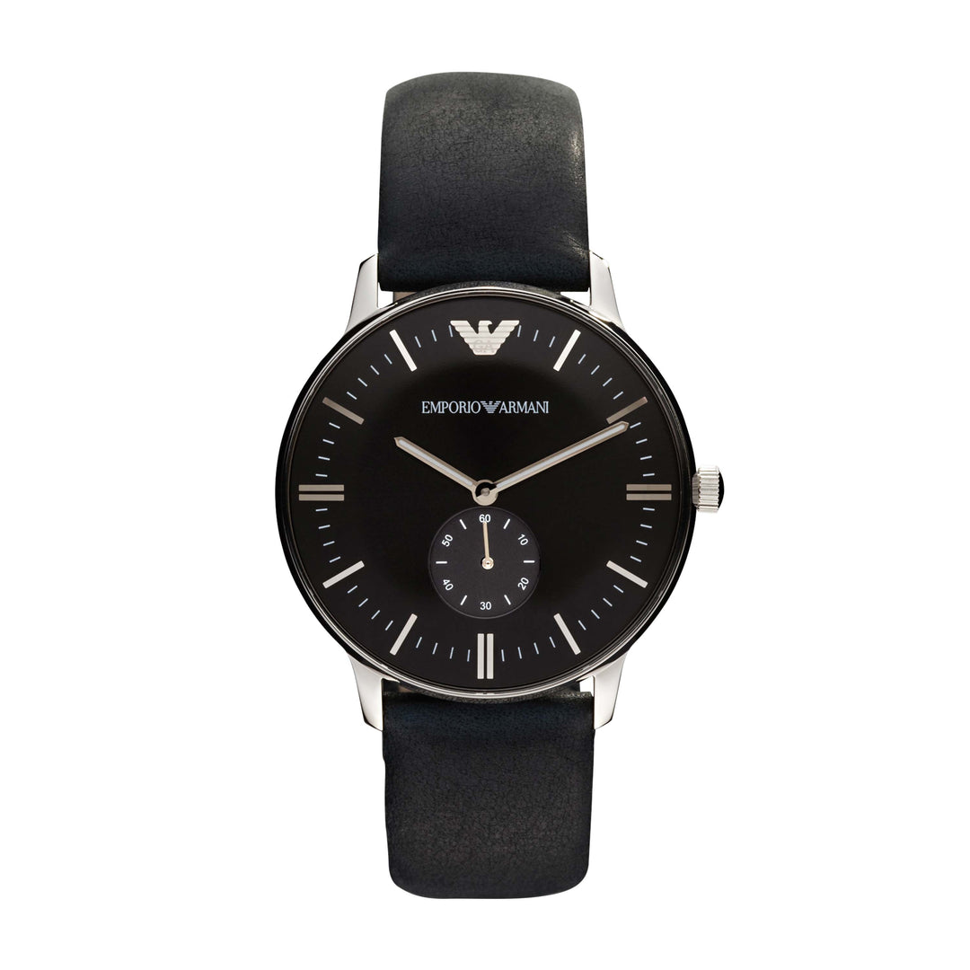 EMPORIO ARMANI ANALOG WATCH 0 JWL SS LEATHER STRAP