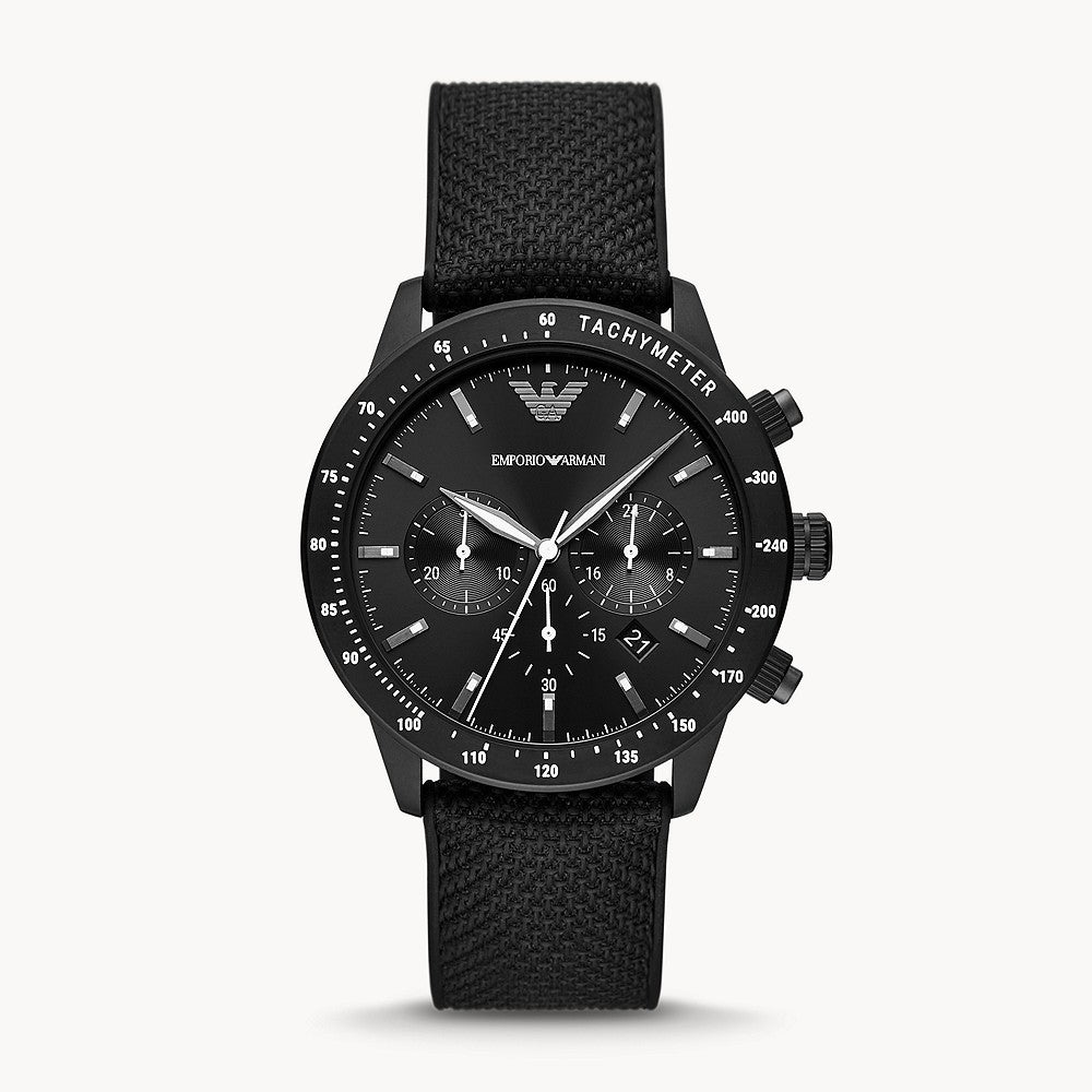 EMPORIO ARMANI CHRONOGRAPH BLACK FABRIC WATCH