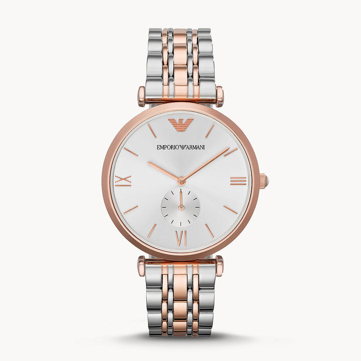 EMPORIO ARMANI MEN'S THREE-HAND TWO-TONE STAINLESS STEEL WATCH