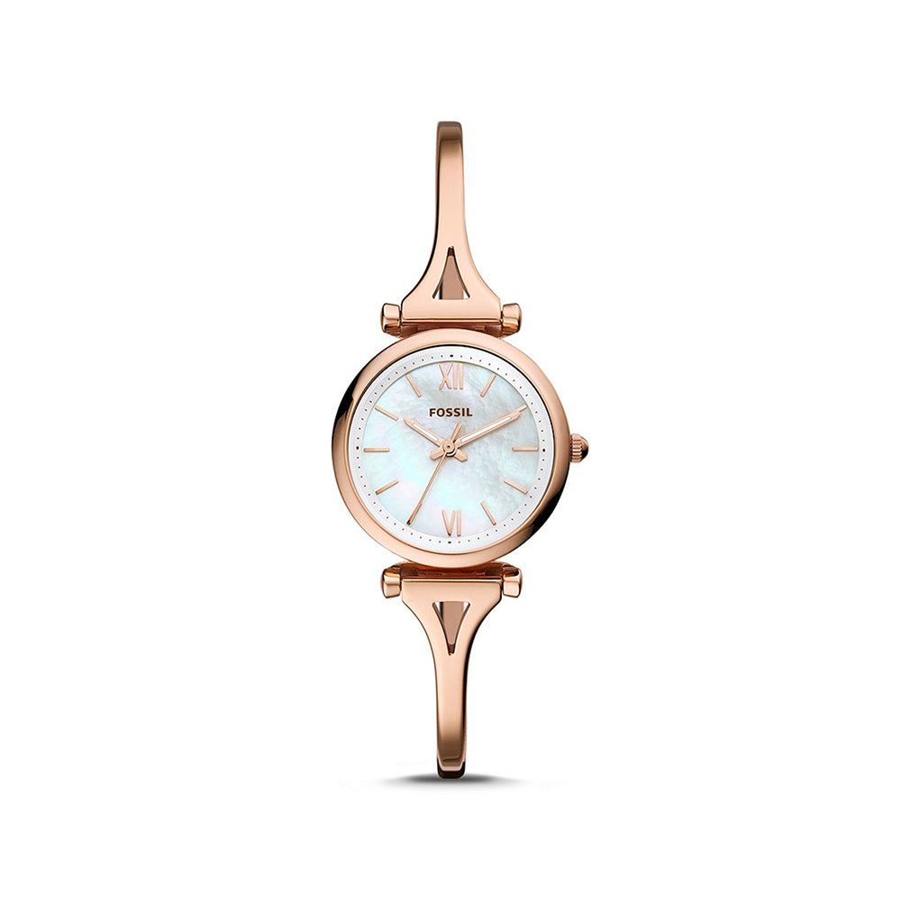 Fossil Mother of Pearl Analog Women's Watch Gold Plated Metal Bracelet - ES4500