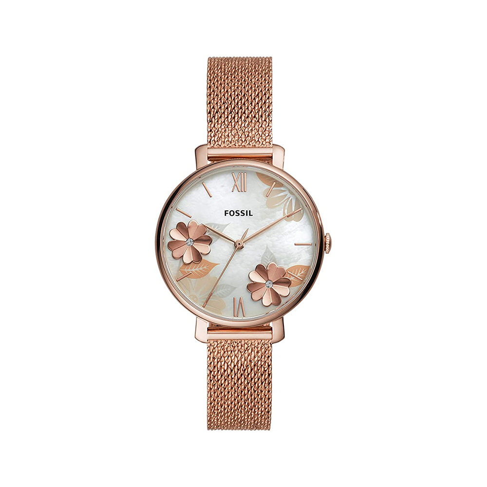 Fossil Mother of Pearl Analog Women's Watch Gold Plated Metal Bracelet - ES4534