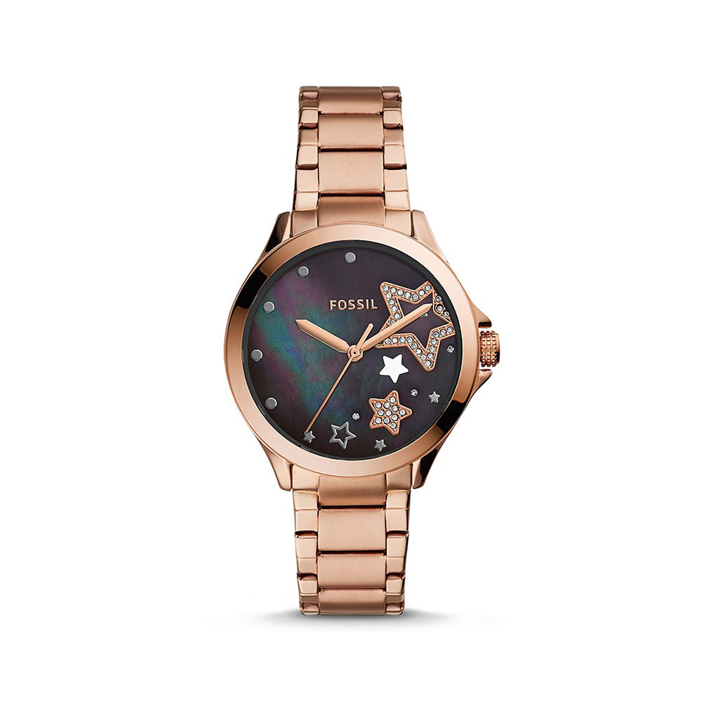 Fossil Mother of Pearl Analog Women's Watch Gold Plated Metal Bracelet - ES4896