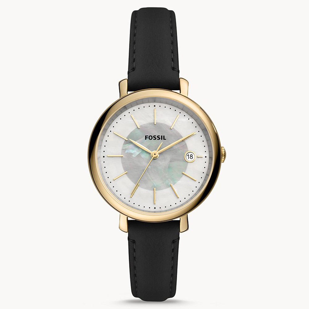 Fossil Analog Men's Watch Gold Plated Leather Strap - ES5093