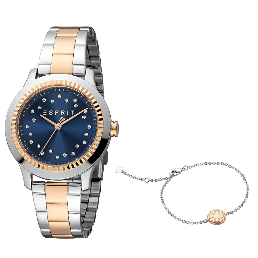 Esprit Women's Joyce Fashion Quartz Two Tone Silver and Rose Gold Watch