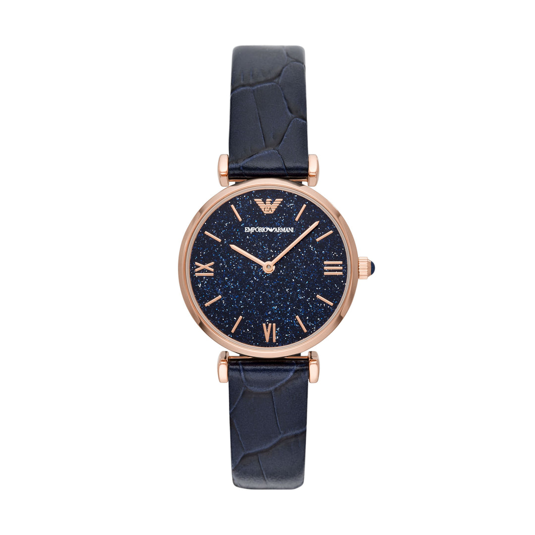 EMPORIO ARMANI ANALOG WATCH 0 JWL GP LEATHER STRAP