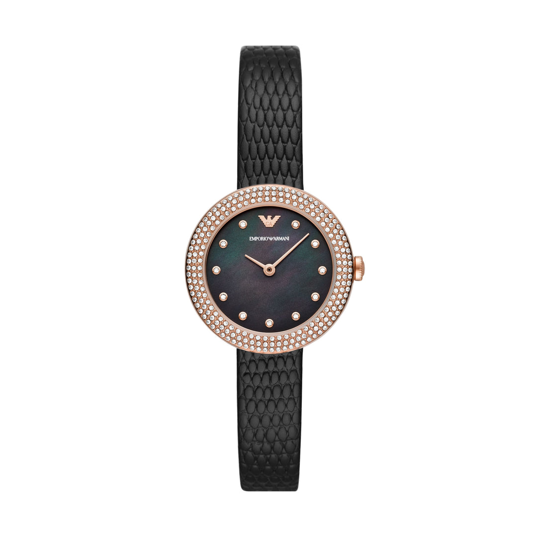 EMPORIO ARMANI ANALOG WATCH 0 JWL GP LEATHER STRAP