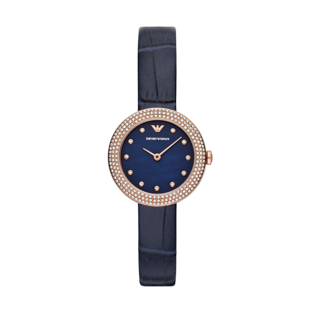 EMPORIO ARMANI ANALOG WATCH 0 JWL GP LEATHER STRAP