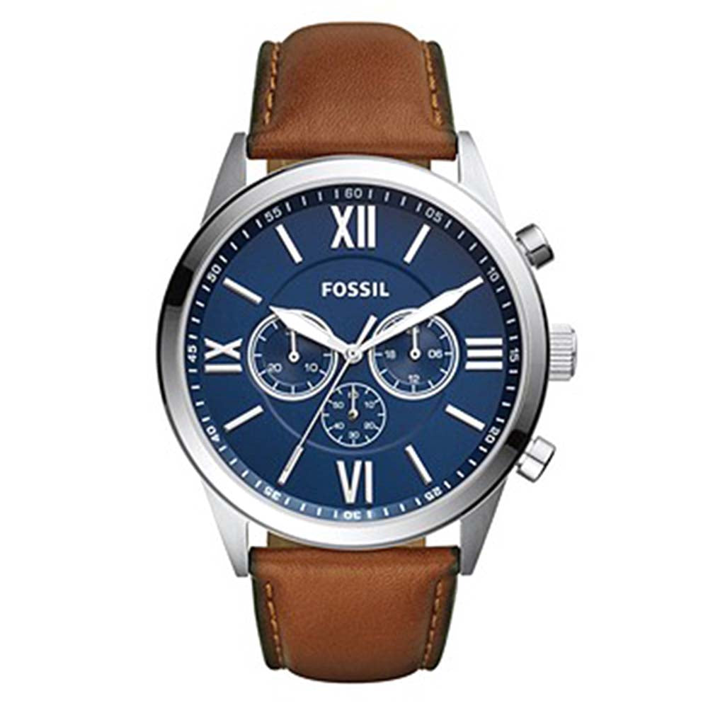 Fossil Analog Men's Watch Stainless Steel Leather Strap