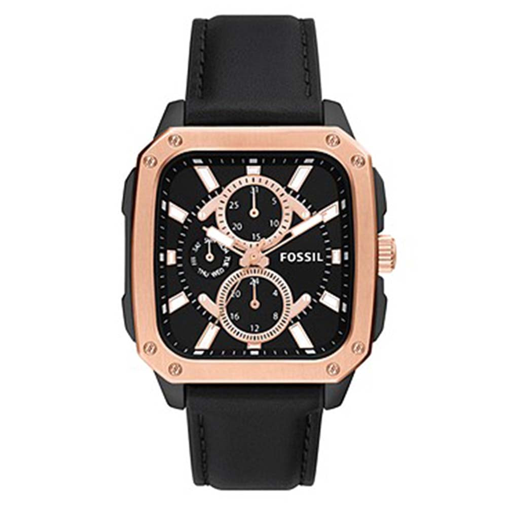 Fossil Analog Men's Watch Gold Plated Leather Strap - BQ2654