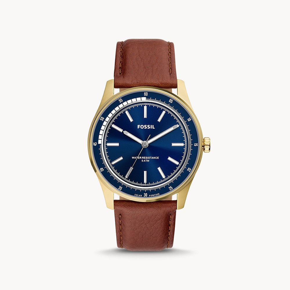 Fossil Sullivan Solar-Powered Brown Leather Men's Watch - BQ2665