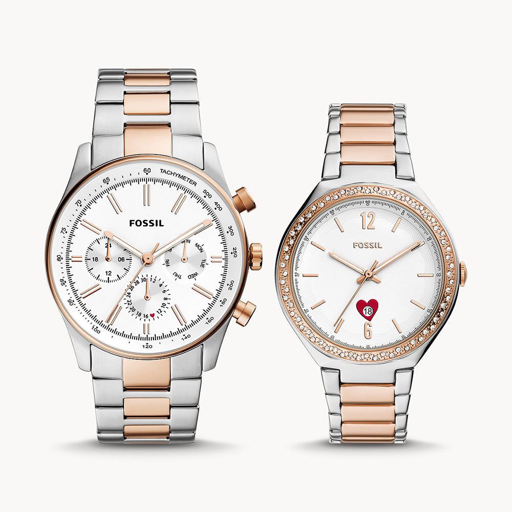 Fossil Sullivan Silver Couple Stainless Steel Watch