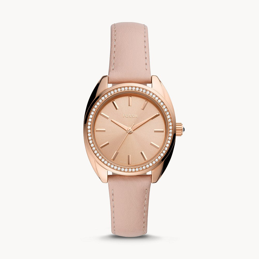 Fossil rose gold leather watch hotsell