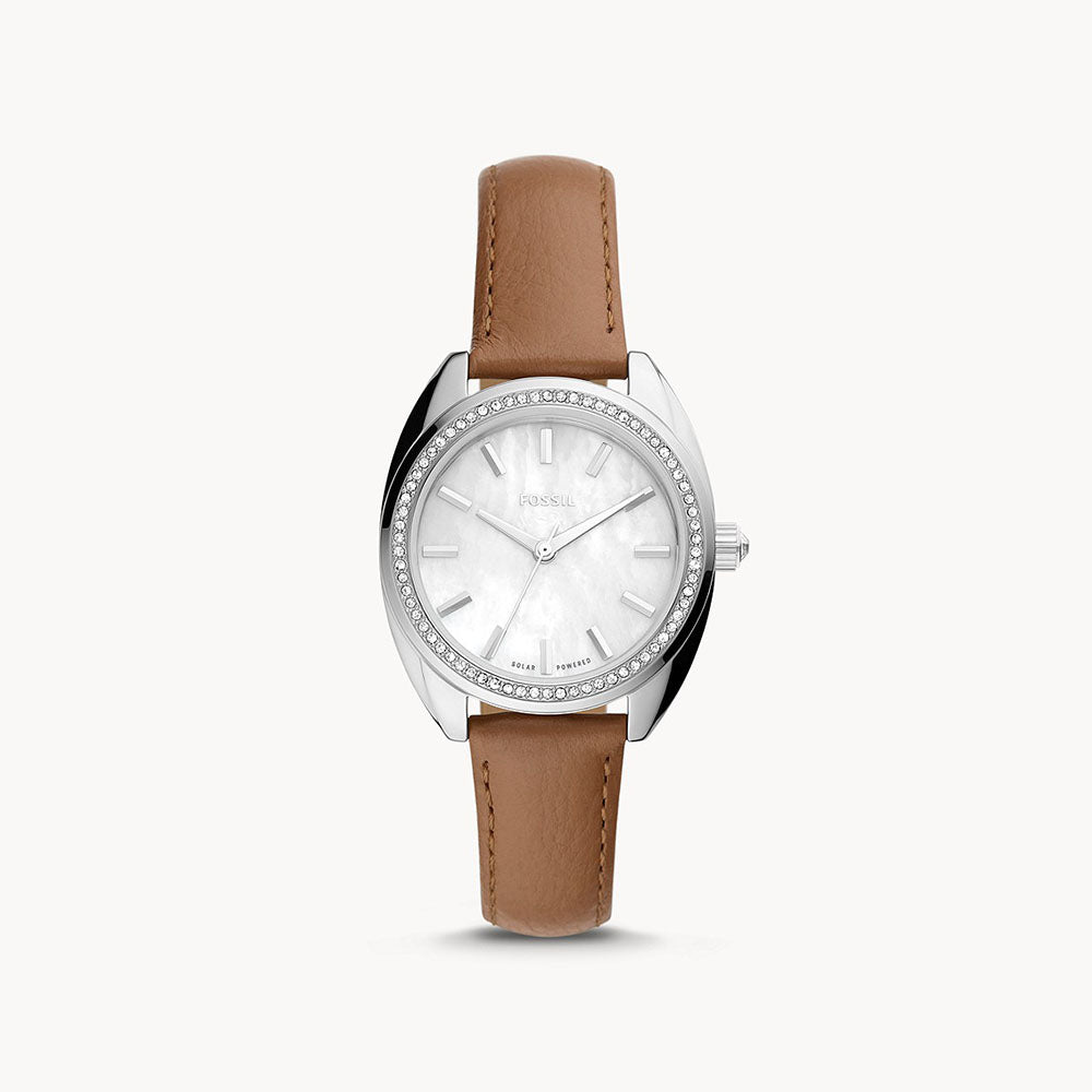 Fossil Vale Solar-Powered Brown Leather Women's Watch - BQ3774