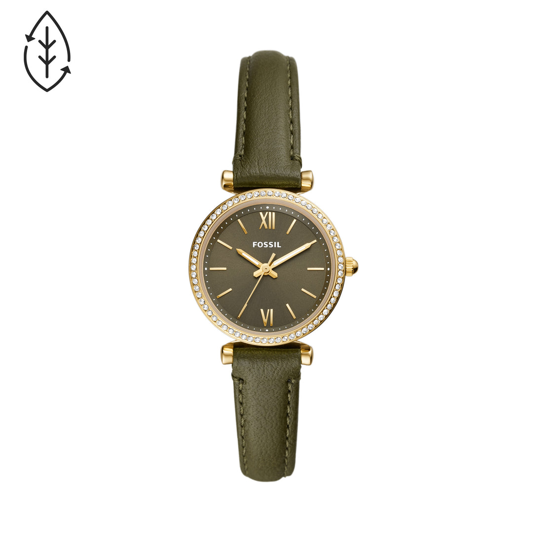 Fossil Analog Women's Watch Gold Plated Leather Strap - ES5113