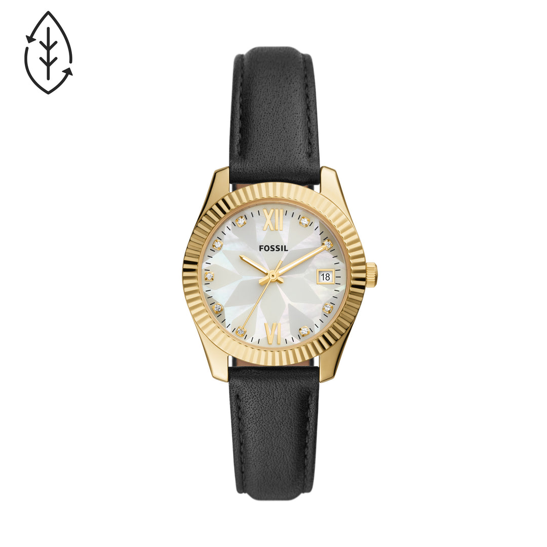 Fossil Scarlette Mini Three-Hand Date Black Eco Leather Women's Watch - ES5149