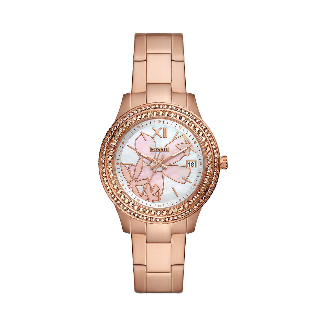 Fossil Stella Three-Hand Date Rose Gold-Tone Stainless Steel Women's Watch - ES5192