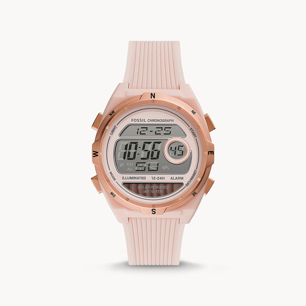Fossil Everett Solar Powered Digital Pink Silicone Women's Watch - ES5194