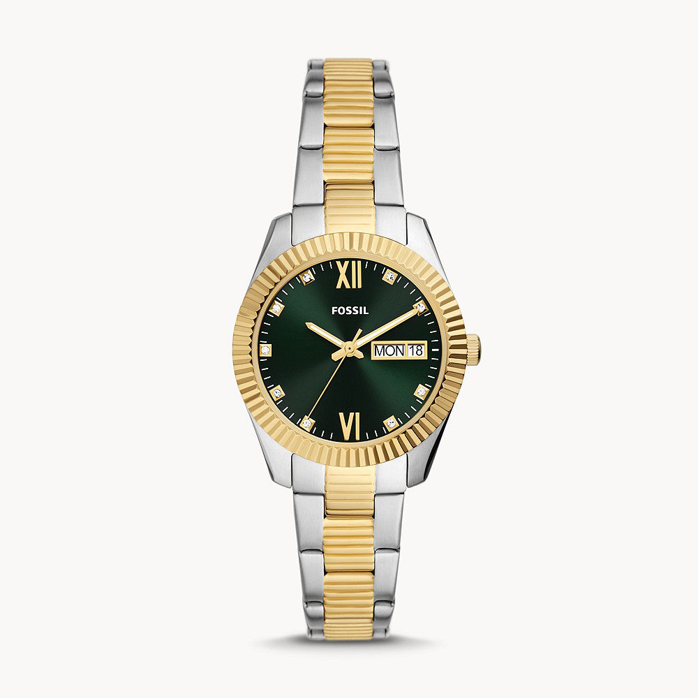 Fossil Scarlette Three-Hand Day-Date Two-Tone Stainless Steel Women's Watch - ES5240