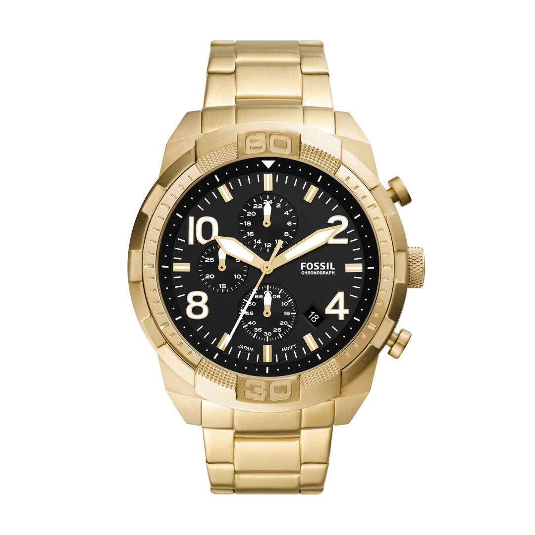 Fossil Analog Men's Watch Gold Plated Metal Bracelet - FS5877