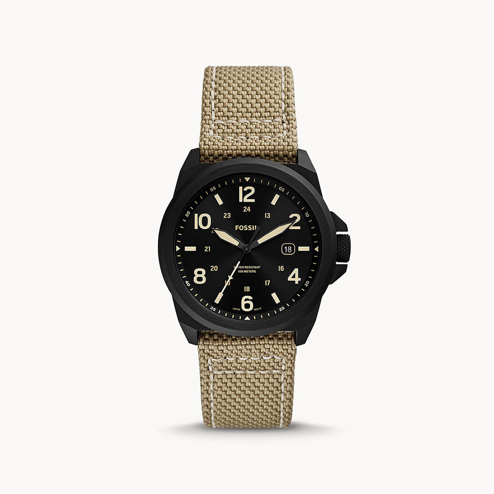 Fossil Bronson Three-Hand Date Taupe Nylon Men's Watch - FS5917