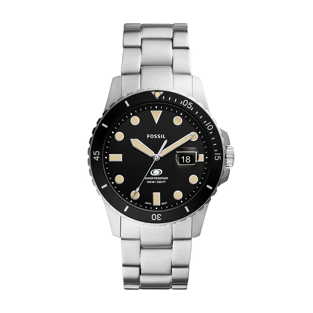 Fossil Blue Three Hand Date Stainless Steel Men's Watch