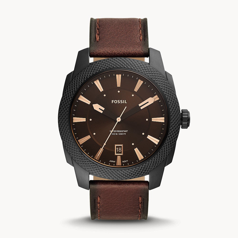Fossil Machine Black Pro-Planet Leather Men's Watch