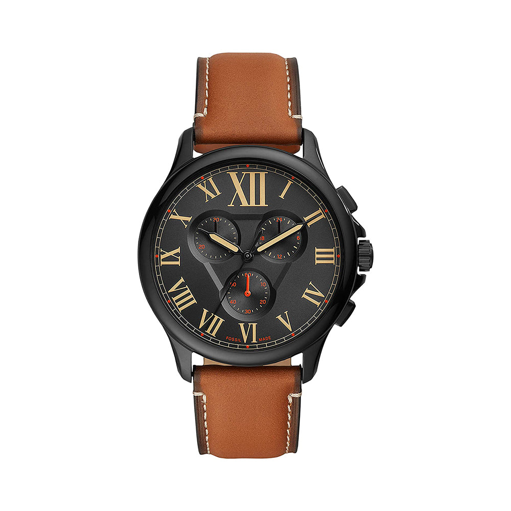 Fossil Analog Men's Watch Stainless Steel Leather Strap - FS5639