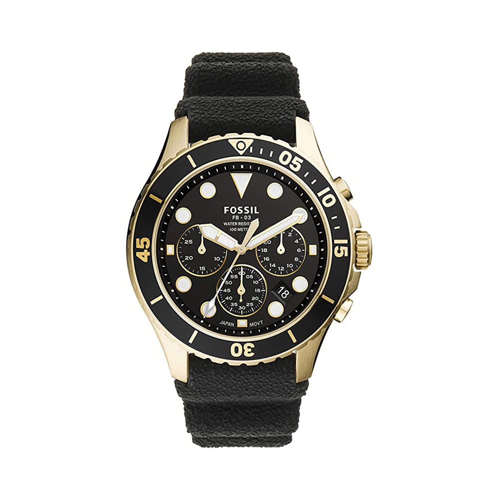 Fossil Analog Men's Watch Gold Plated Plastic Band - FS5729