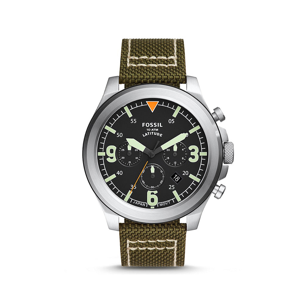 Fossil Analog Men's Watch Stainless Steel Fabric Strap - FS5750
