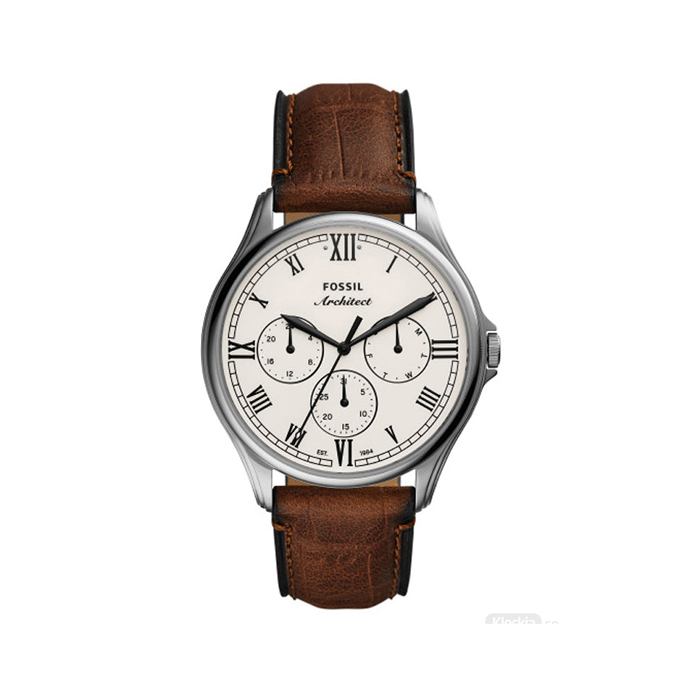 Fossil Analog Men's Watch Stainless Steel Leather Strap - FS5800