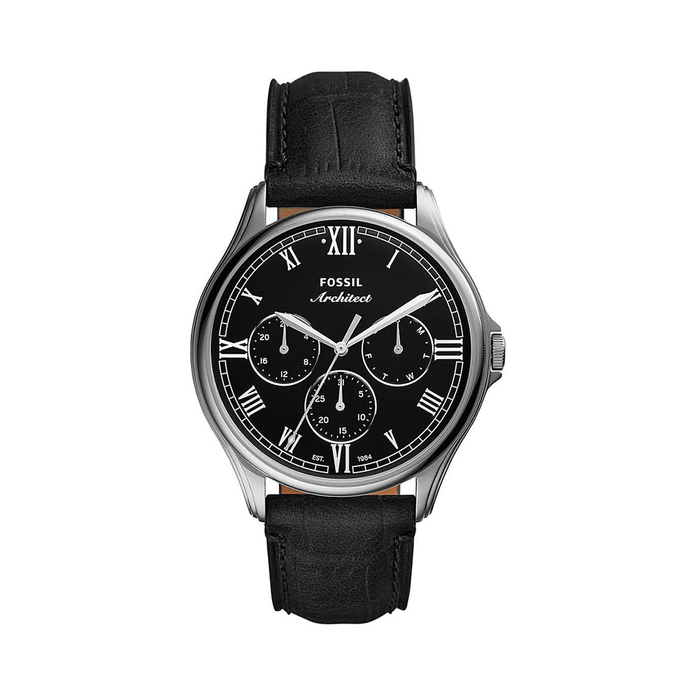 Fossil Analog Men's Watch Stainless Steel Leather Strap - FS5802