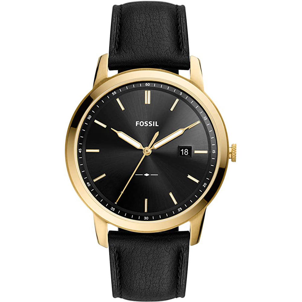 Fossil Analog Men's Watch Gold Plated Leather Strap - FS5840