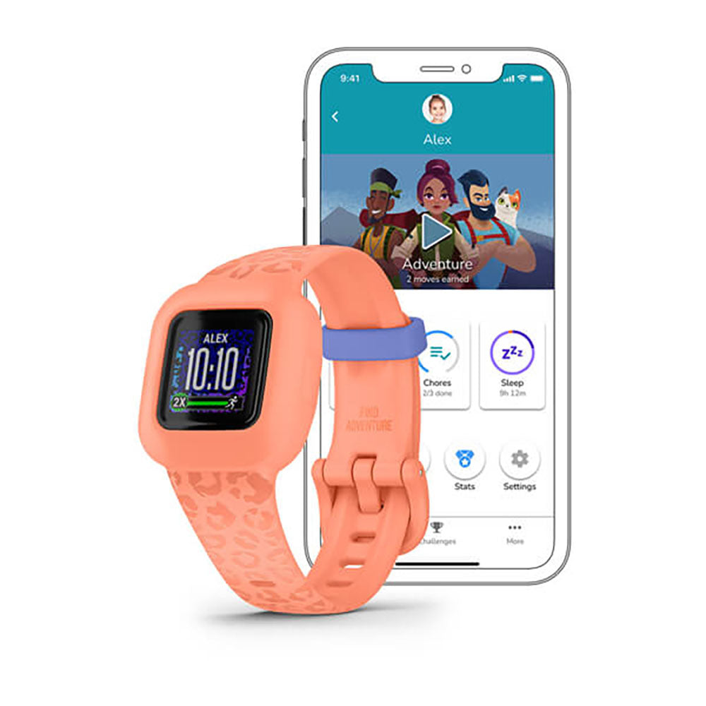 Garmin Vivofit Jr3 Peach Leopard Full Display Watch - 010-02441-04