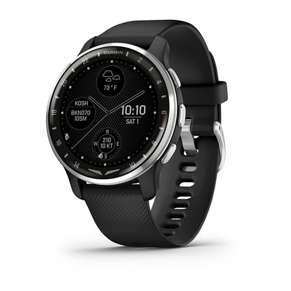 ساعة Garmin D2 Air X10 بشاشة كاملة وسوار سيليكون أسود ممرر