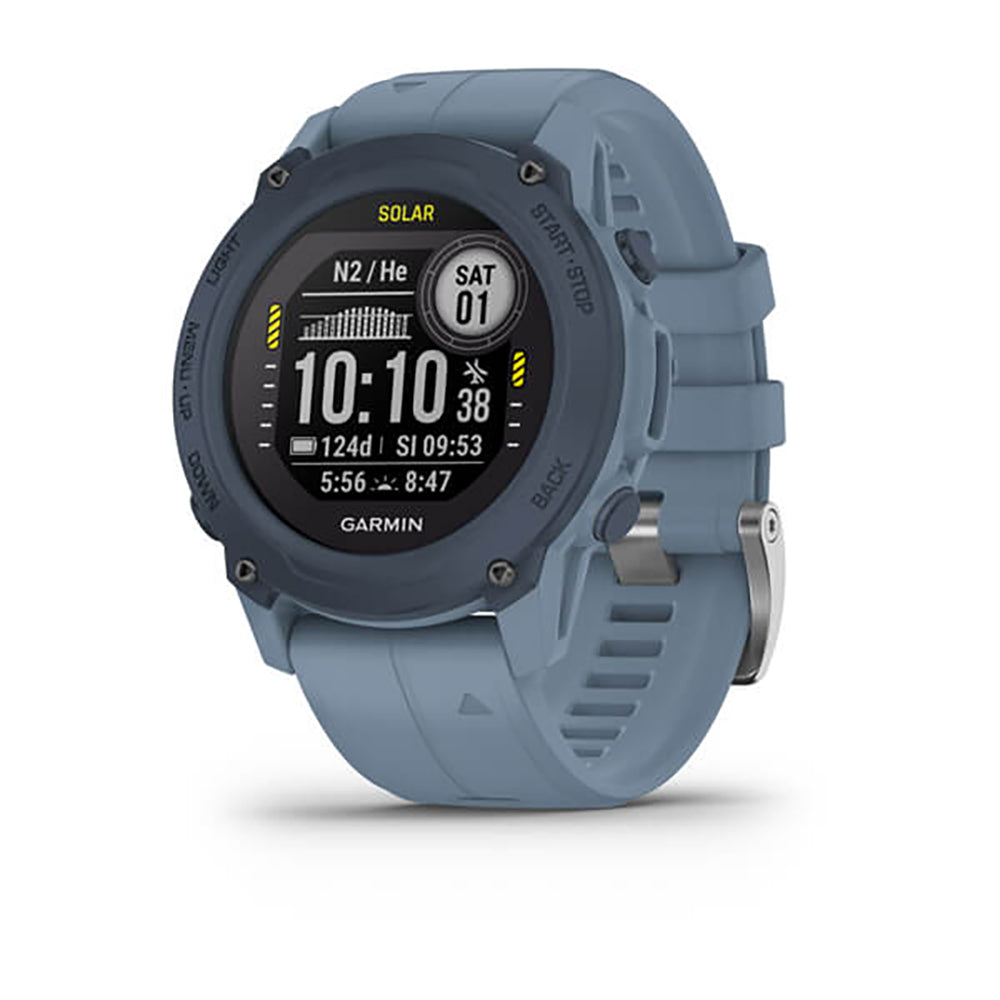 Garmin Descent G1 Solar Dive Computer Hurricane Blue Silicone Band Full Display Watch