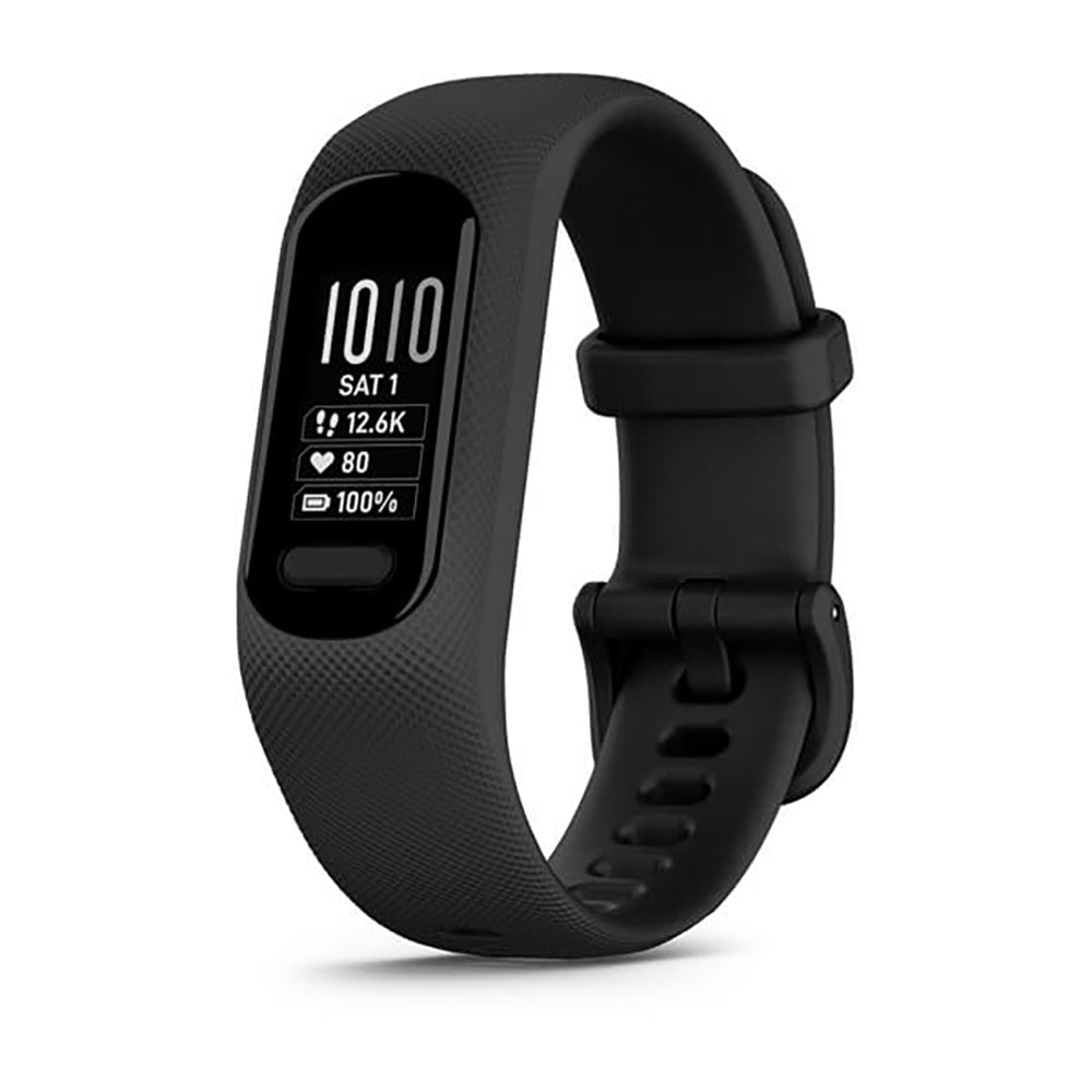 ساعة Garmin Vivosmart 5 باللون الأسود، مقاس S/M، سوار سيليكون، شاشة كاملة