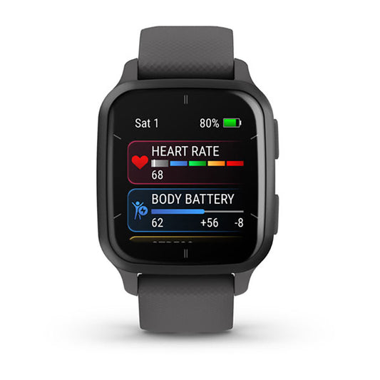 Garmin Venu Sq2 Slate Aluminium Bezel Grey Case Silicone Strap Full Display Watch