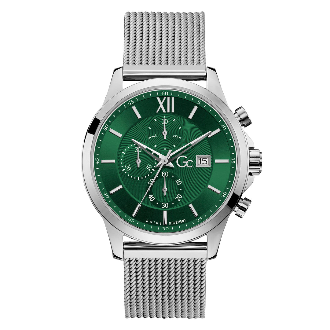Gc Men's Watch Silver Case Quartz