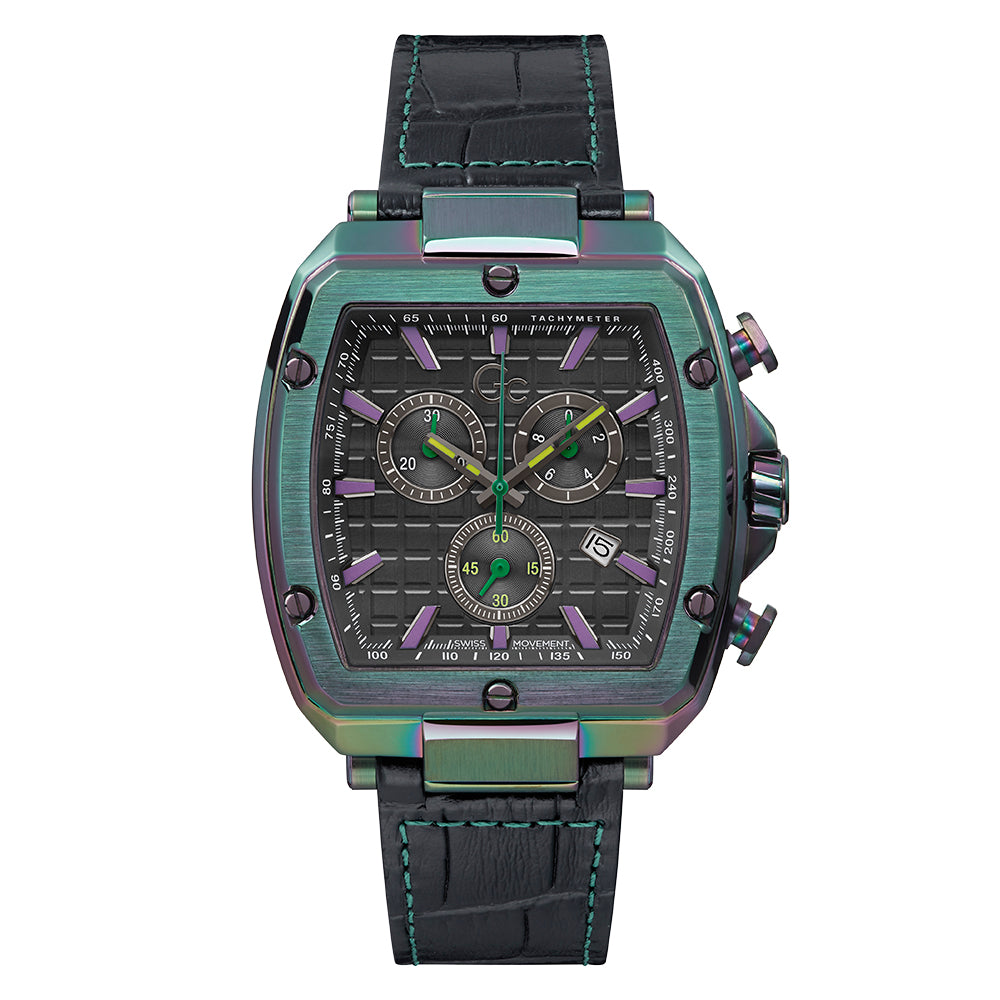 Gc Men's Watch Green Tone Case Quartz